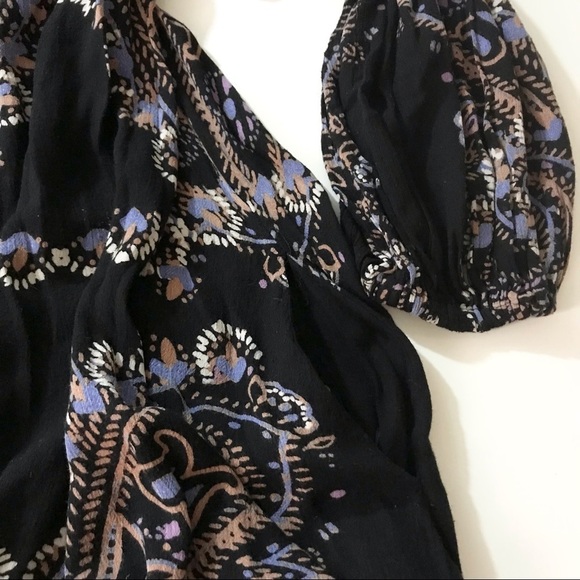 Free People Black Paisley Button Front Tunic Top - Picture 7 of 10